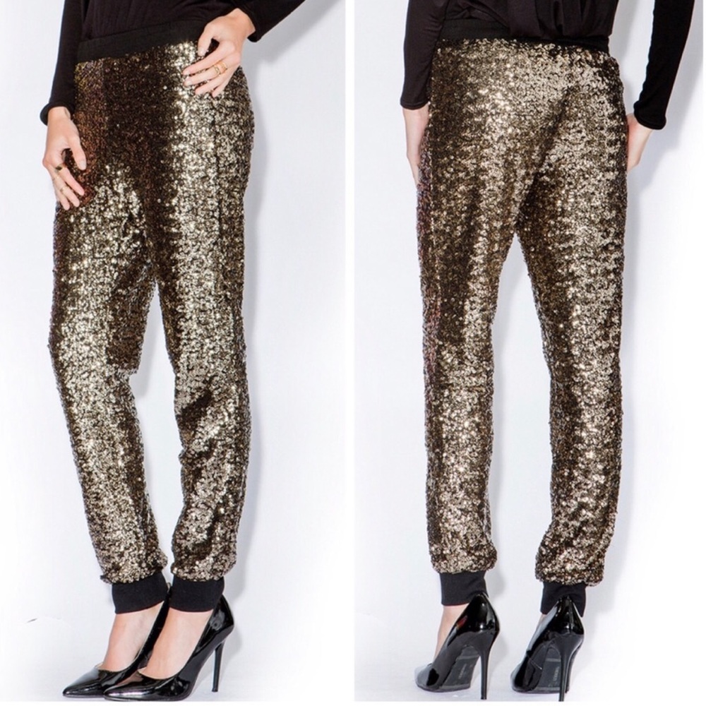 Ark & Co. | GOLD SEQUIN JOGGER PANTS